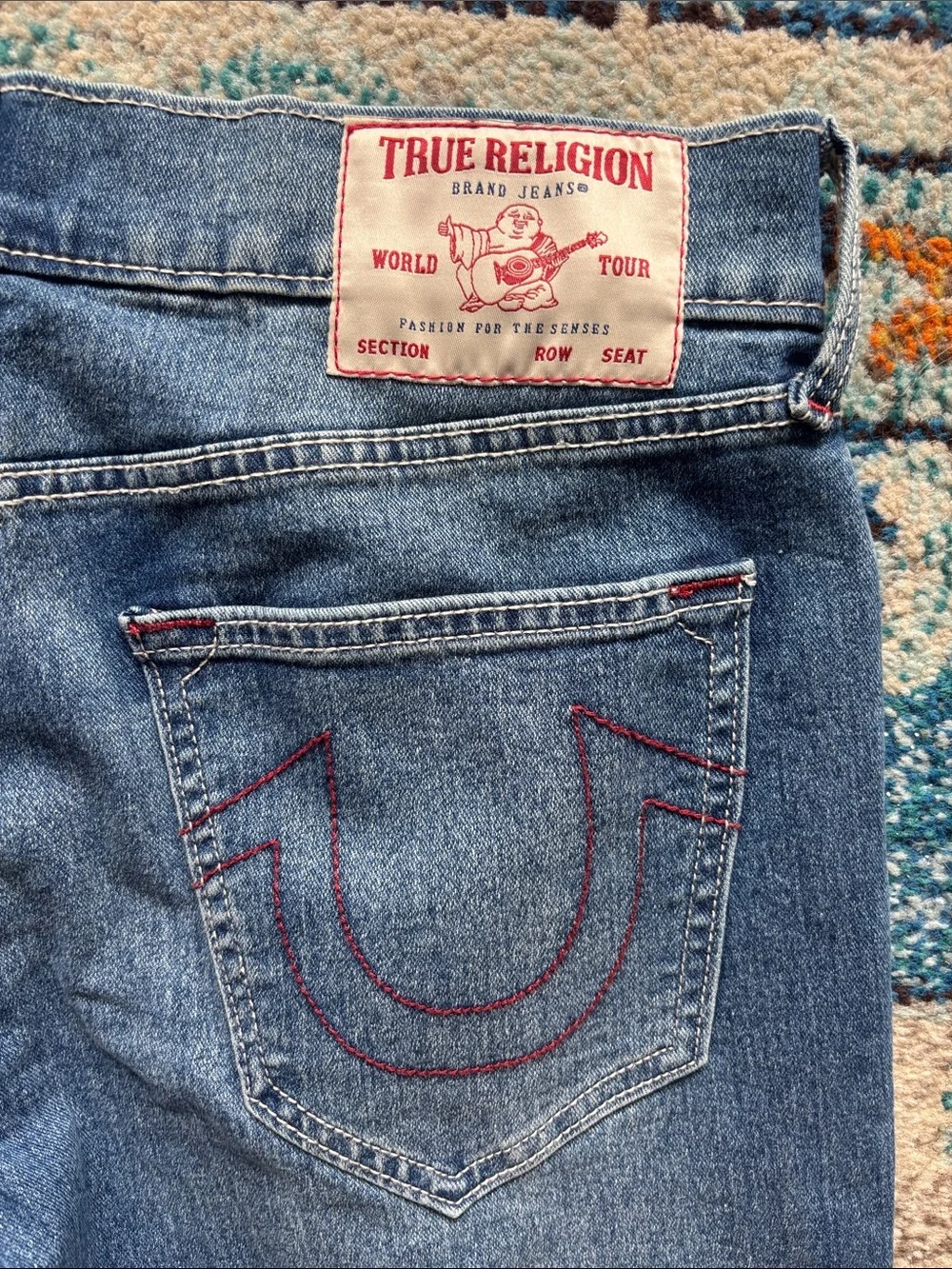 True Religion Men's Blue Relaxed Straight Jeans